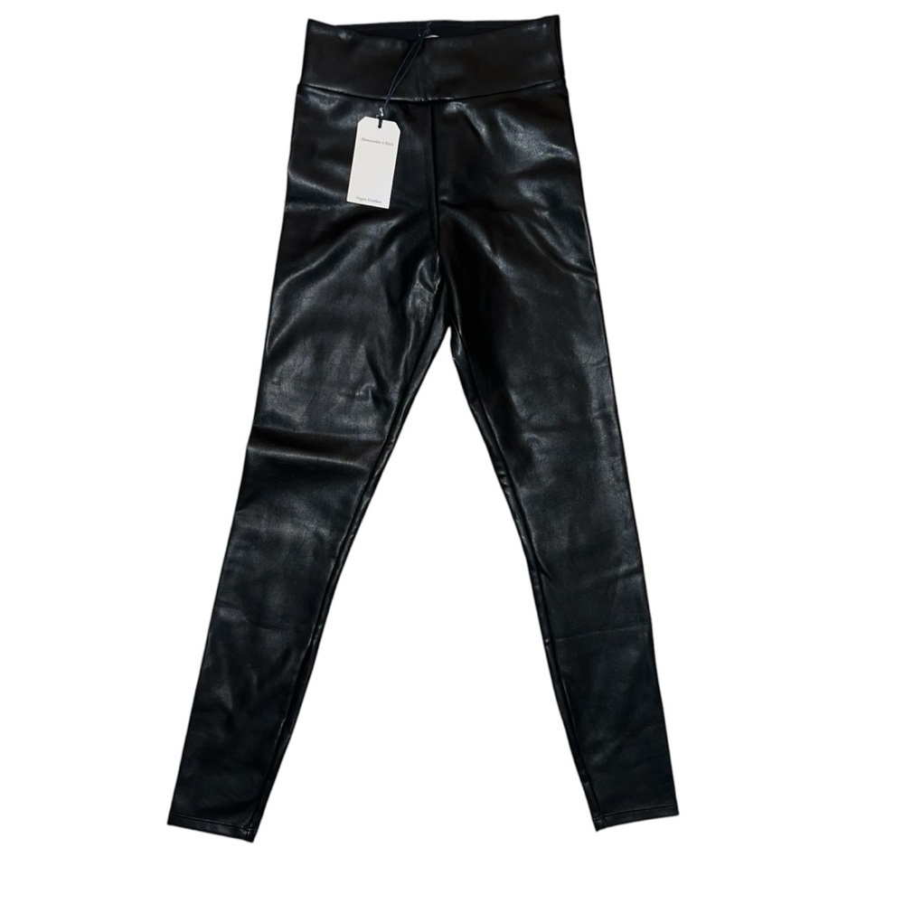 Abercrombie & Fitch Black Faux Leather Pull On Leggings Size XS NWT - Picture 5 of 10
